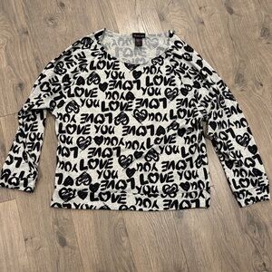 LOVE Off The Shoulder Sweatshirt Top by Ultra Flirt - Size XL   sweater sweaters